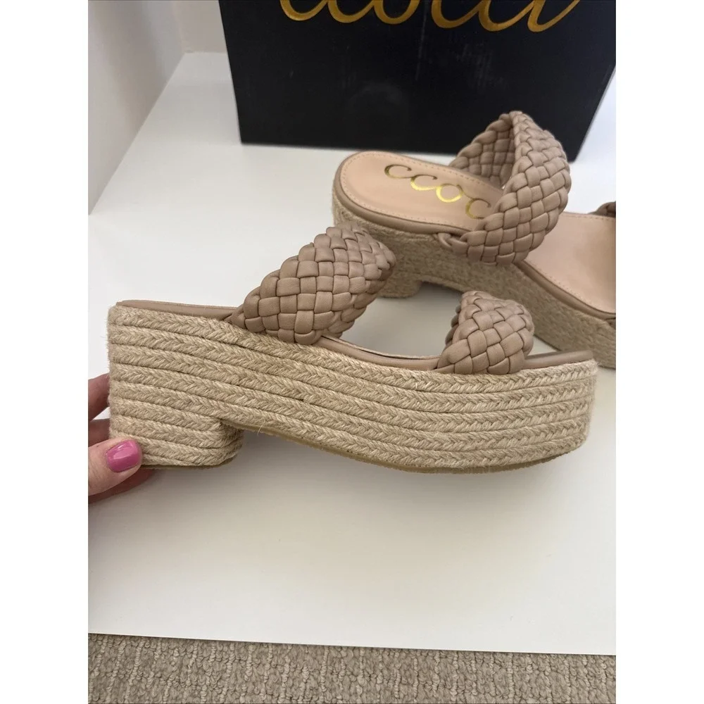NIB Ccocci Taupe Braided leather platform Everett espadrilles Platform US 10